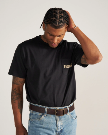 Closeup detail view of Men's the Finest Pocket T-Shirt - Black/Multi