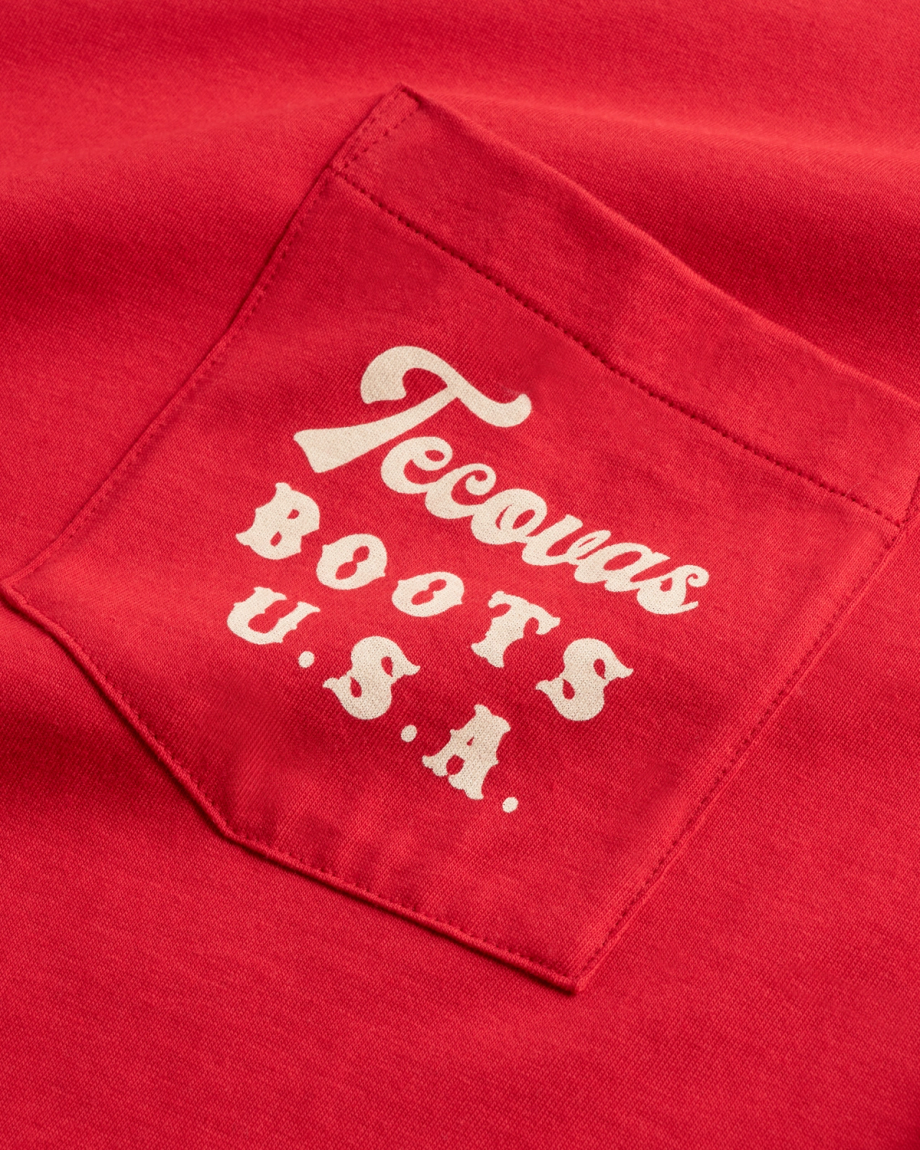 Closeup detail view of Men's USA Pocket Tee - Red / White