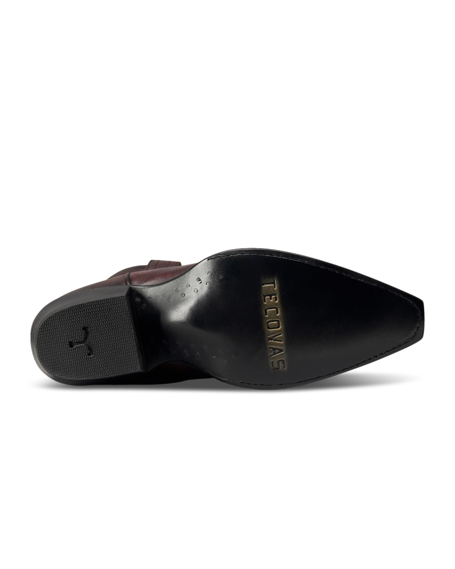 Sole view of The Annie - Black Cherry Cowhide on plain background