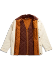 Front view of Men's Ranch Coat - Ivory / Saddle on plain background