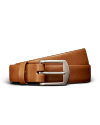 Unbuckled view of Men's Dress Belt - Caramel on plain background