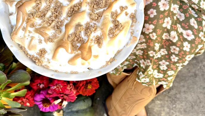 Image of a Peanut Butter Pie with a Chocolate Graham Cracker Crust