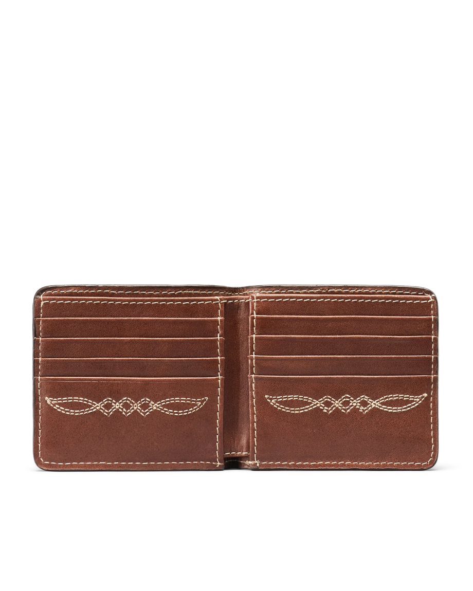 Inside view of Eagle Billfold - Brown on plain background