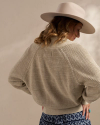 Closeup detail view of Women's Shawl Collar Cardigan Sweater - Natural