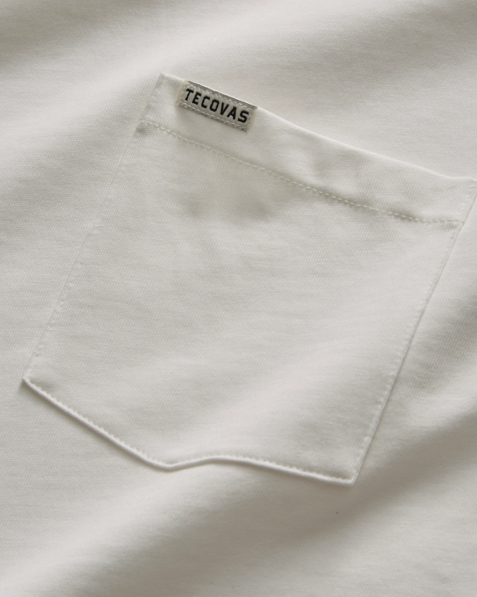 Closeup detail view of Long Sleeve Standard Issue Pocket Tee - Bone