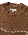 Closeup detail view of Women's Crew Neck Lucky Boots Sweater - Brown Heather/Oatmeal