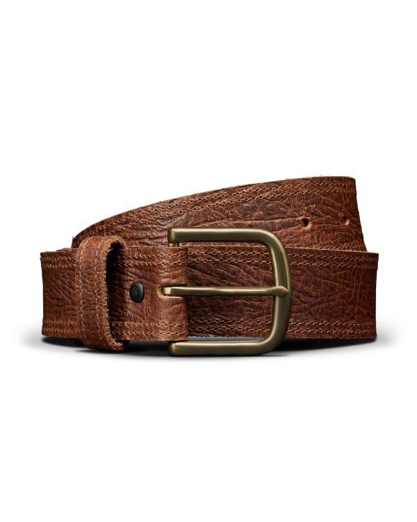 Front view of Men's Chore Belt - Tobacco on plain background