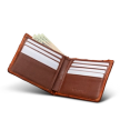 Inside view of Ostrich Billfold - Pecan on plain background