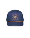 Profile view of Jackelope Five-Panel High Profile Trucker - Navy on plain background