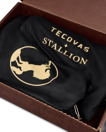Inside view of The Stallion x Tecovas Boot - Midnight Giant Gator on plain background