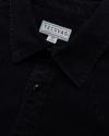 Closeup detail view of Men's Denim Short Sleeve Pearl Snap - Black