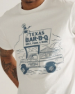 Front view of Men's Texas BBQ Tee - Bone / Blue on model