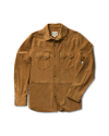 Front view of Men's Goat Suede Sawtooth Overshirt - Tan on plain background