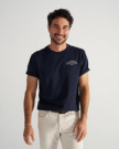 Front view of Men's Western Wear T-Shirt - Navy/Bone on model