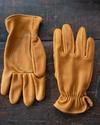 Pair view of Chore Gloves II - Saddle on a wooden table