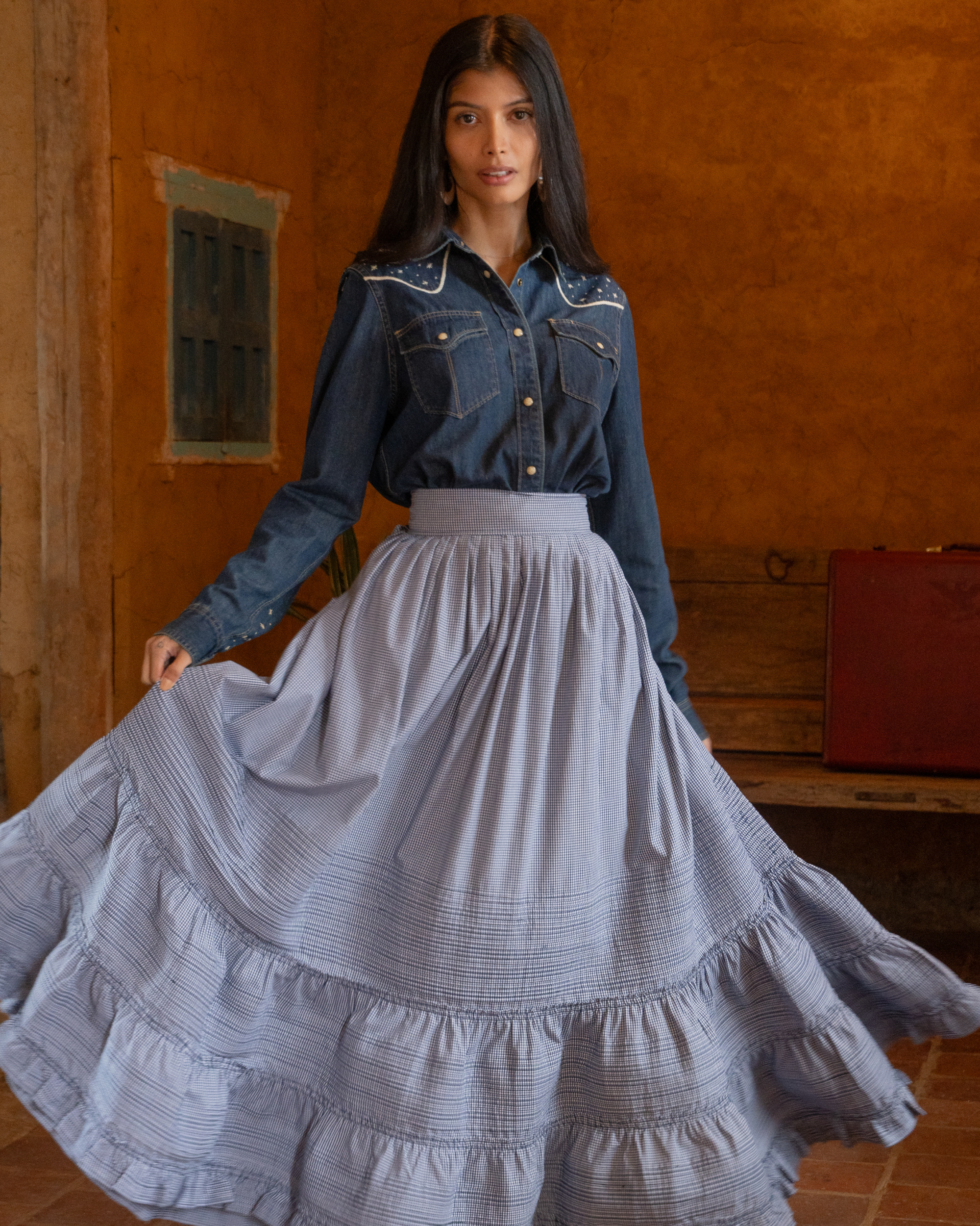 Mi Golondrina Denim Pearl Snap | Tecovas