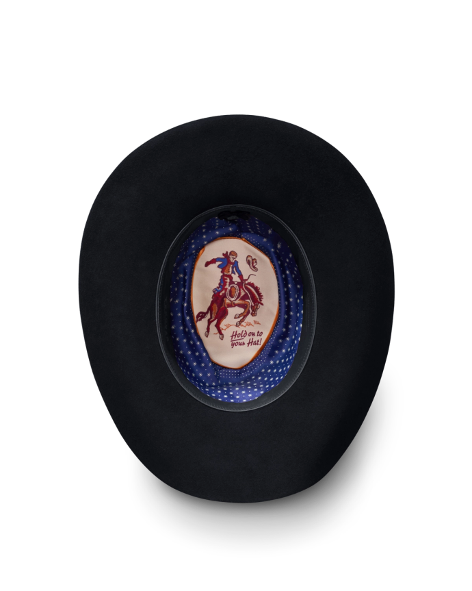 Inside view of Cattleman Fur Cowboy Hat - Black on plain background