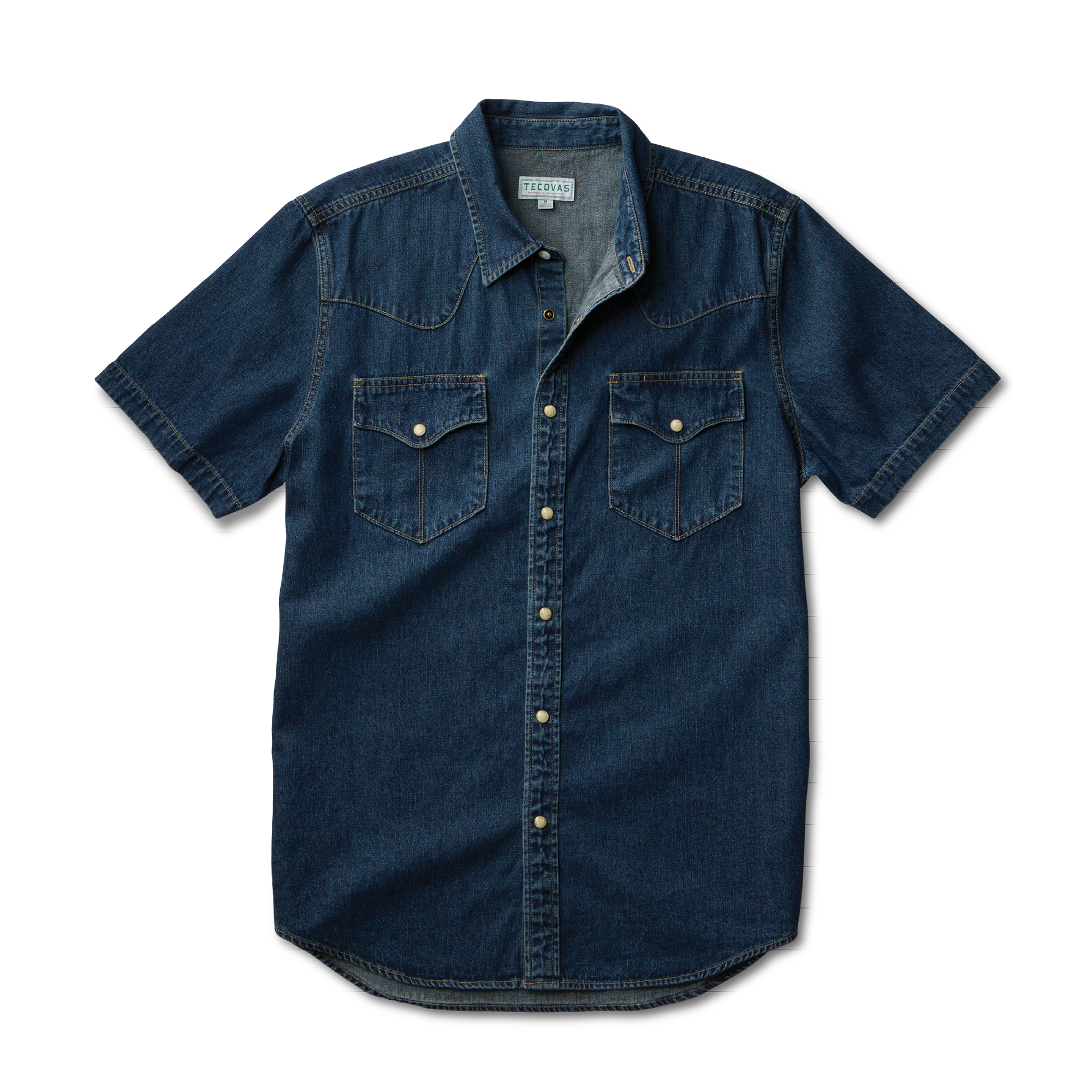 Tecovas Men's Denim Short Sleeve Pearl Snap INTERNATIONAL SHIPPING
