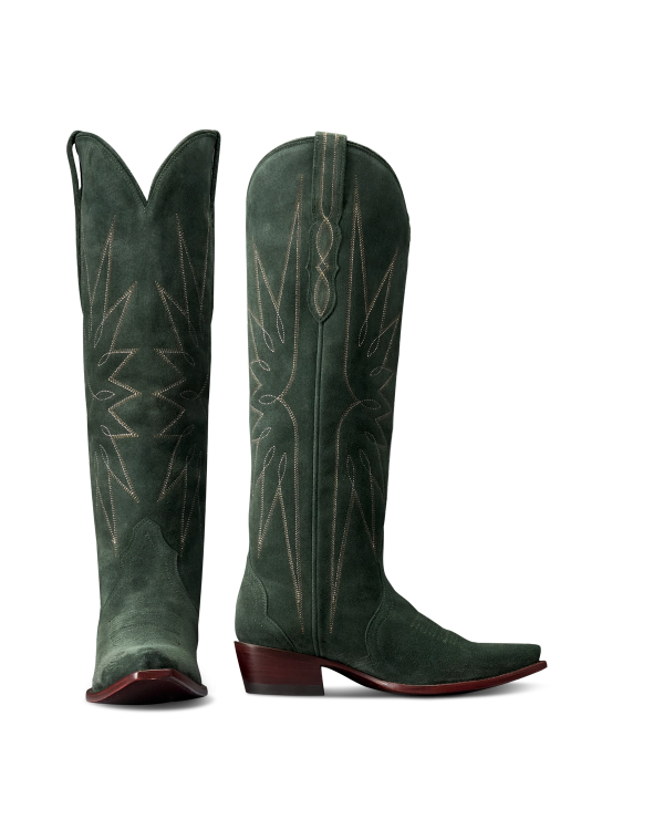 Pair view of The Loretta - Hunter Green Suede on plain background