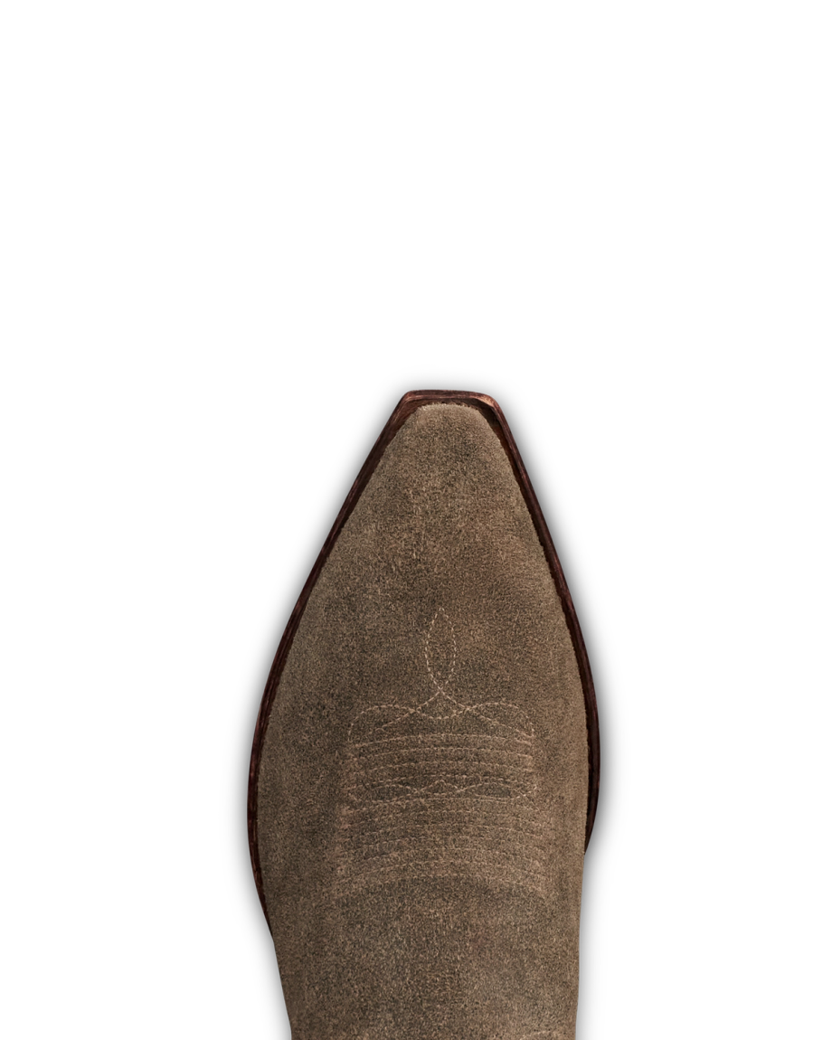 Toe view of The Garrett - Gravel Suede on plain background