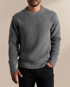 Front view of Men's Crew Neck Desert Sweater - Gray Heather on model