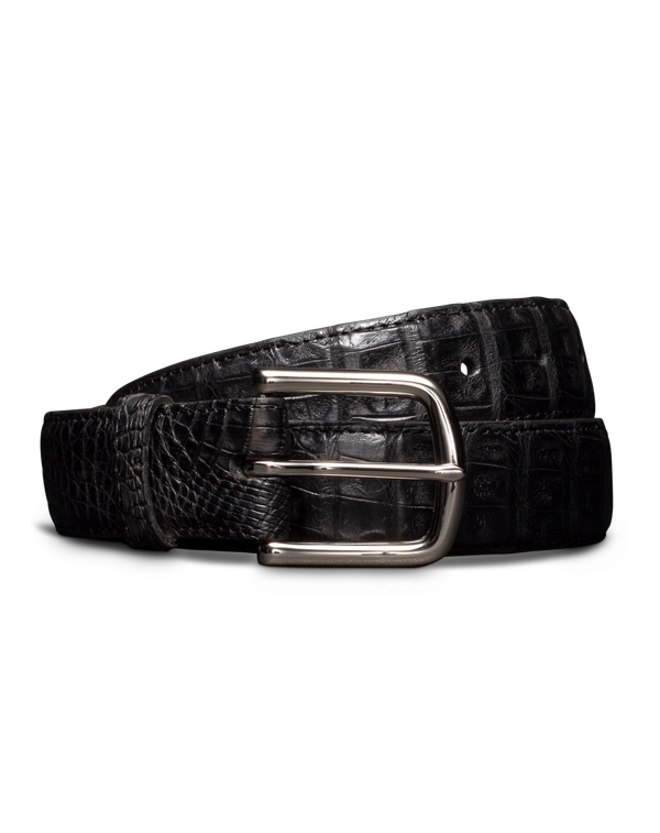 Front view of Men's Caiman Belt II - Midnight on plain background