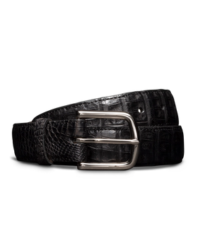 Front view of Men's Caiman Belt II - Midnight on plain background