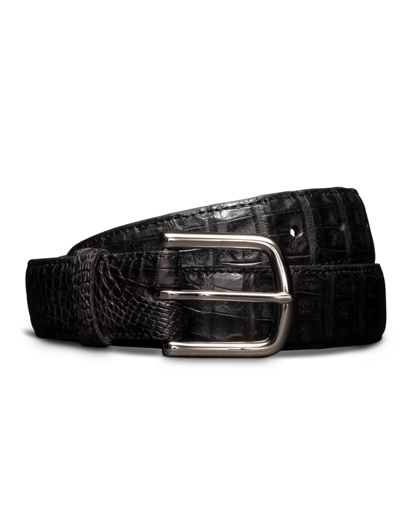 Front view of Men's Caiman Belt II - Midnight on plain background