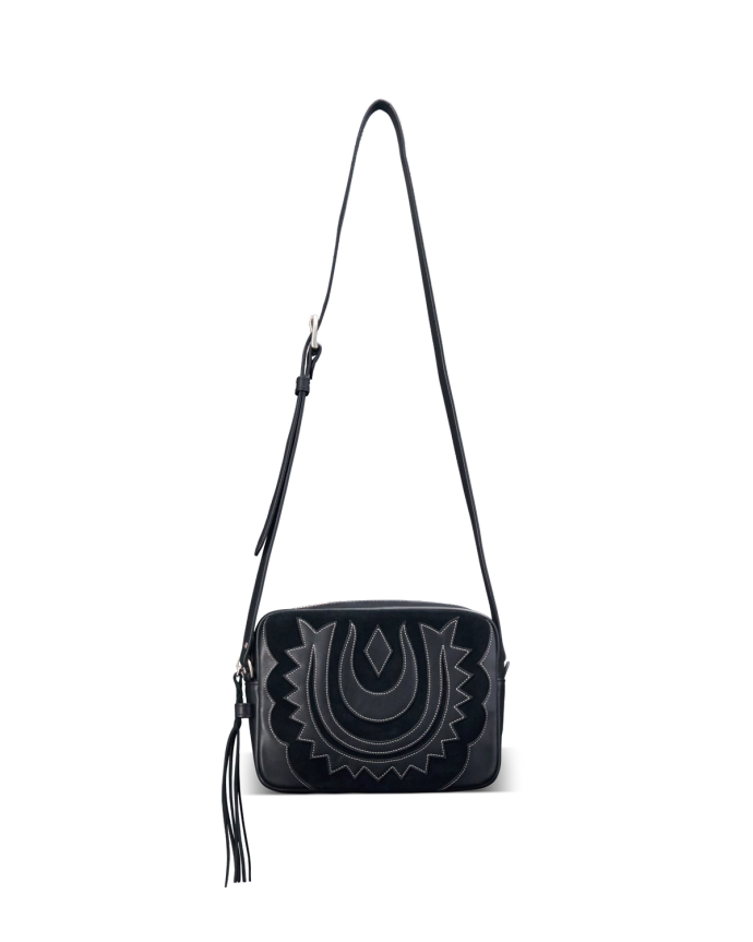 Front view of Horseshoe Topzip Crossbody - Black on plain background