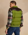Back view of Men's Western Puffer Vest - Olive Drab on model