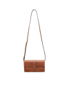 Front view of Women's Sierra Convertible Crossbody - Saddle Tan on plain background