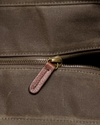 Closeup detail view of Waxed Canvas Commuter Tote / Moss - Moss