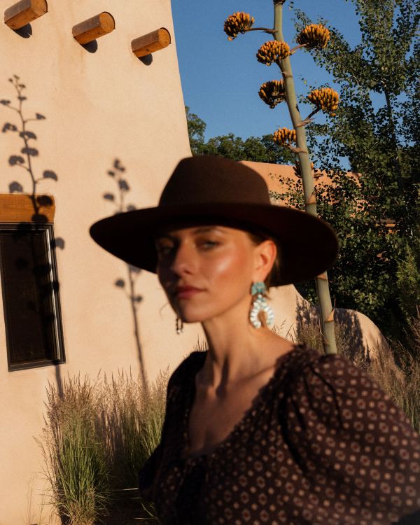 View of The Belle Wool Cowgirl Hat - Medium Brown