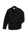 Closeup detail view of Men's Denim Long Sleeve Pearl Snap - Black