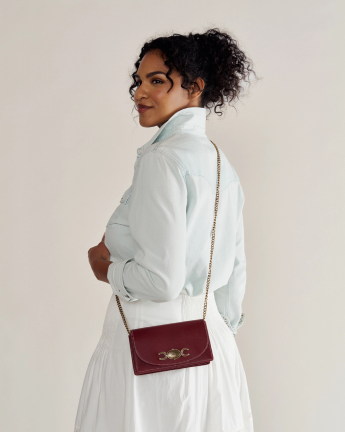 View of Concho Chain Crossbody - Cabernet