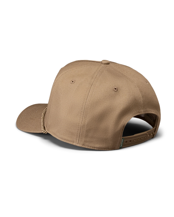 Quarterback view of Tecovas Western Hat - Moss Brown on plain background