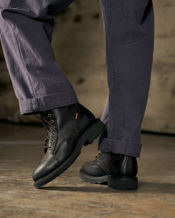 Toe view of LongHaul Waterproof Lace Up Composite Toe Work Boot - Midnight on plain background