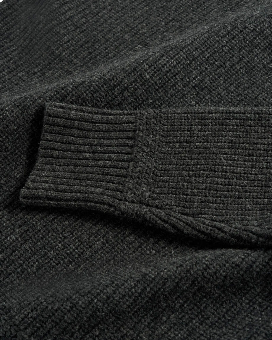 Closeup view of Men's Crew Neck Desert Sweater - Faded Black