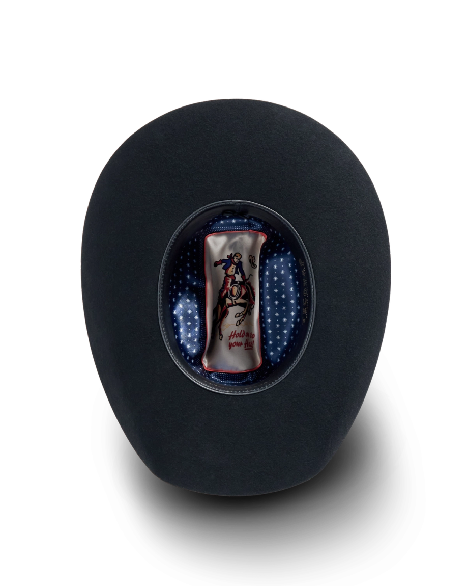 Inside view of Cattleman Wool Cowboy Hat - Black on plain background