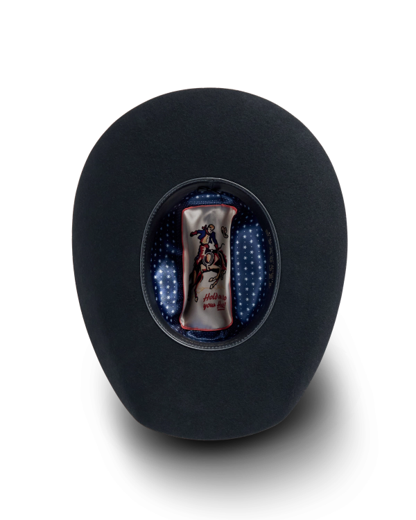Inside view of Cattleman Wool Cowboy Hat - Black on plain background