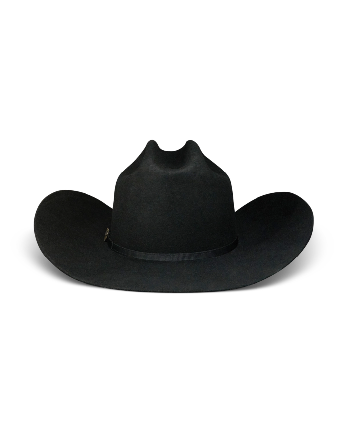 Back view of Cattleman Wool Cowboy Hat - Black on plain background