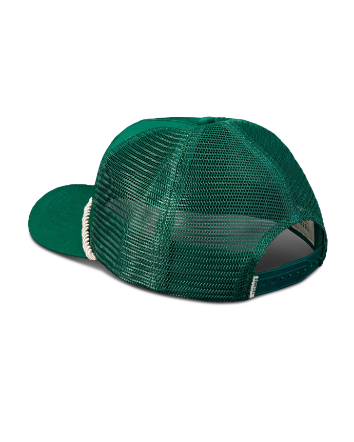 Quarterback view of Tecovas Gameday Trucker - Green on plain background