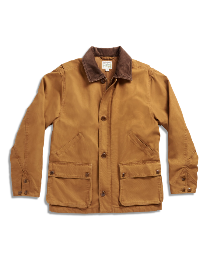 Front view of Men's Barn Coat - Saddle on plain background