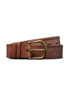 Unbuckled view of Women's Goat Belt - Scotch on plain background