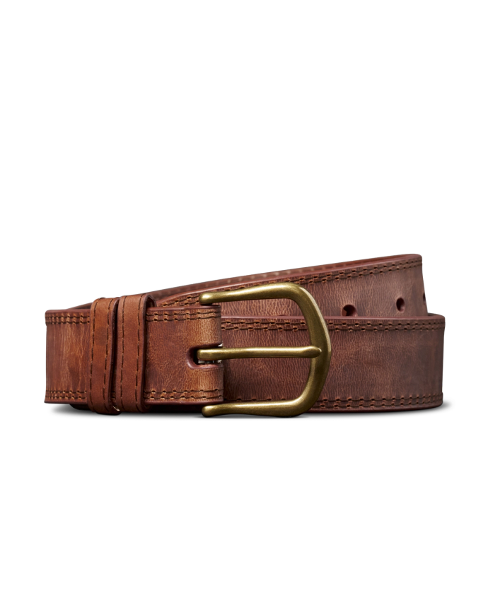 Unbuckled view of Women's Goat Belt - Scotch on plain background