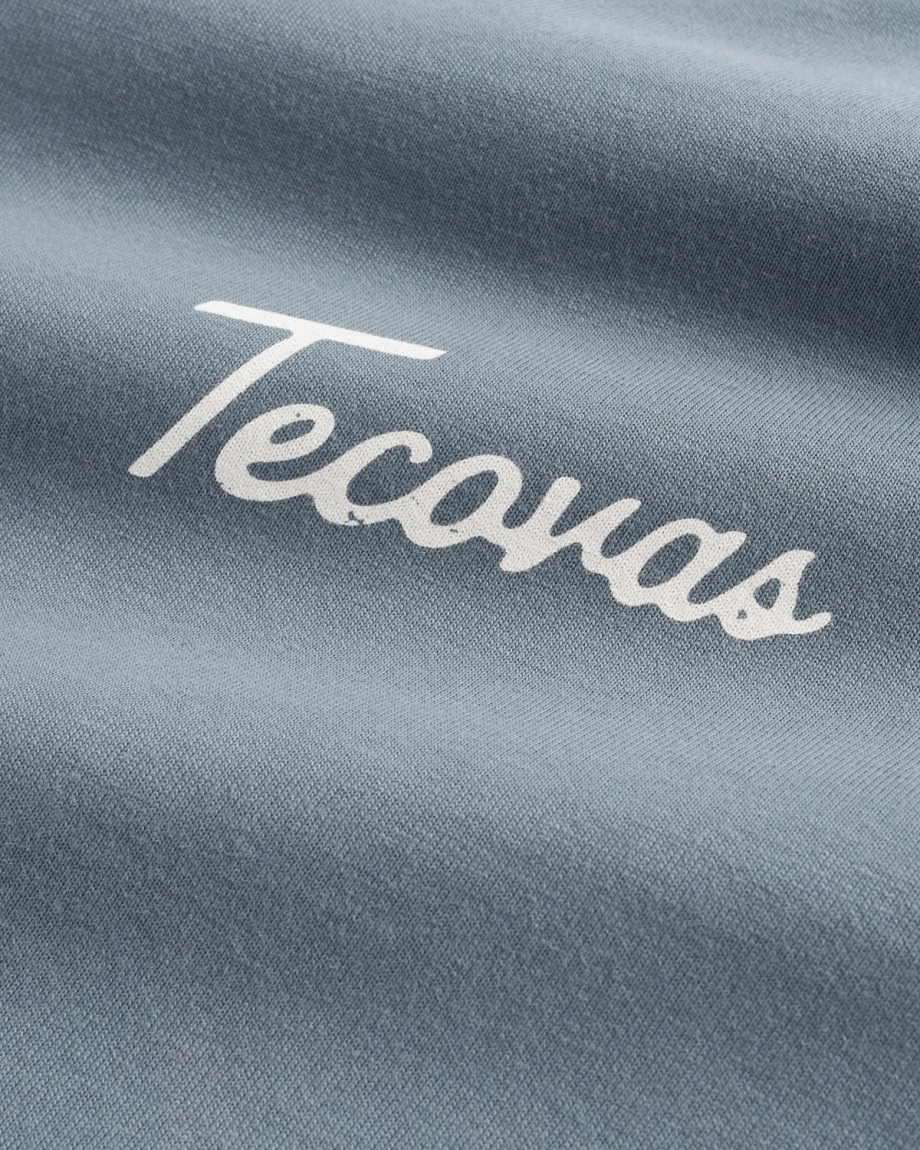 Front view of Women's Store Front Tee - Blue on plain background