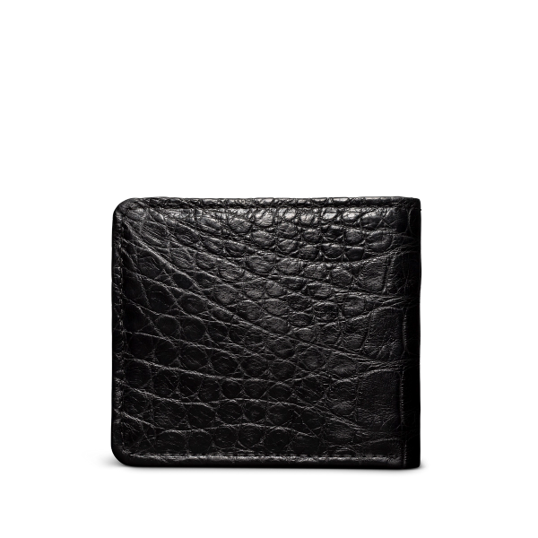 Back view of Alligator Billfold - Midnight on plain background