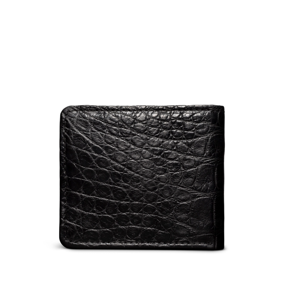 Back view of Alligator Billfold - Midnight on plain background