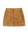 Front view of Women's Mini Suede Skirt - Tan on plain background