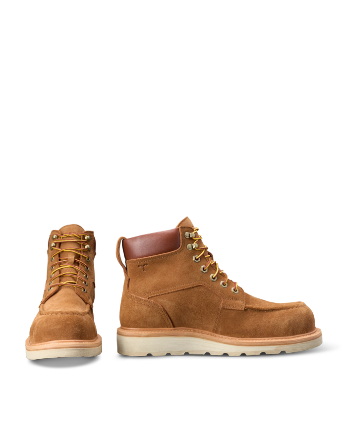 Pair view of LongHaul Waterproof Moc Composite Toe Work Boot - Cashew on plain background